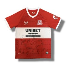 Signed MIDDLESBROUGH Squad 2025/26 Football Home Shirt Memorabilia - COA & Proof