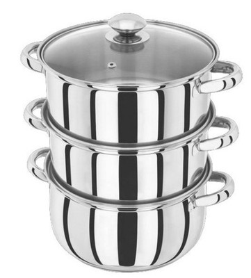 Judge Essentials Glasdeckel Dampfgarer Set 22 cm 3 Ebenen 