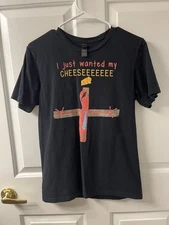 Unisex Small Smiling Friends Allan Cheese Cross Black T-Shirt