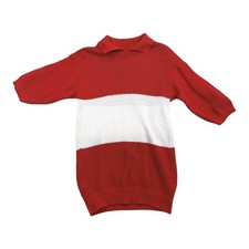 Vintage The Fox Collection Red & White Knit Sweater • Made in USA • Medium