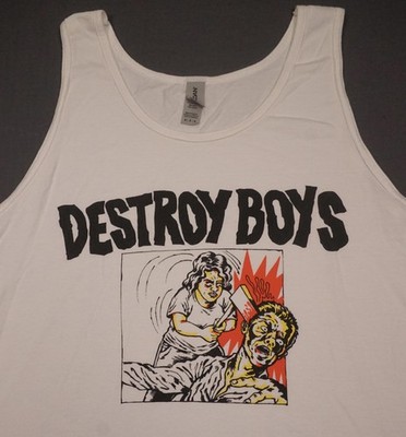 Destroy Boys Shirt Mens Medium White Tank Top Punk Rock Band Tee