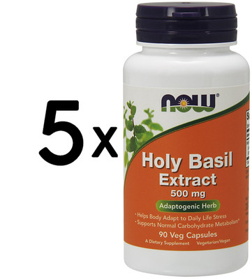 5 x NOW Foods Holy Basil Extract, 500mg - 90 vcaps (366,63 EUR/kg)