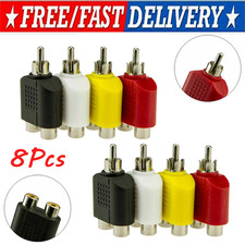 8x 1-Male to 2-Female Cable Adapter RCA Y Splitter AV Audio Video Plug Converter