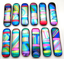 uncapped RECTANGLE Lot of 12 pcs handmade DICHROIC FUSED GLASS H13 cabs