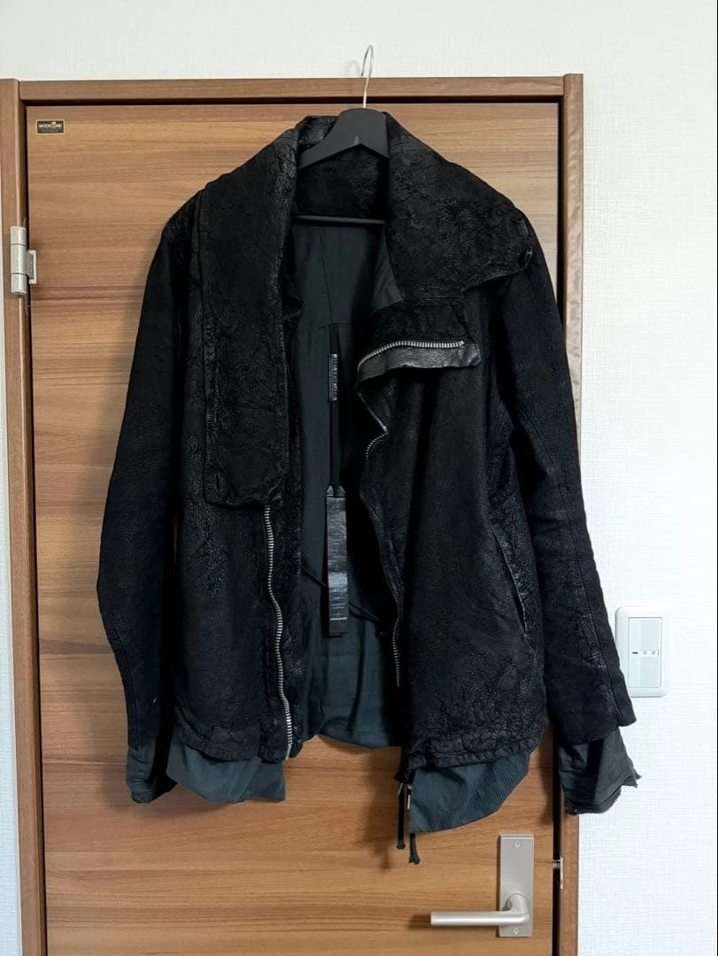 Boris Bidjan Saberi Leather Outer Shell Black Coats, Jackets