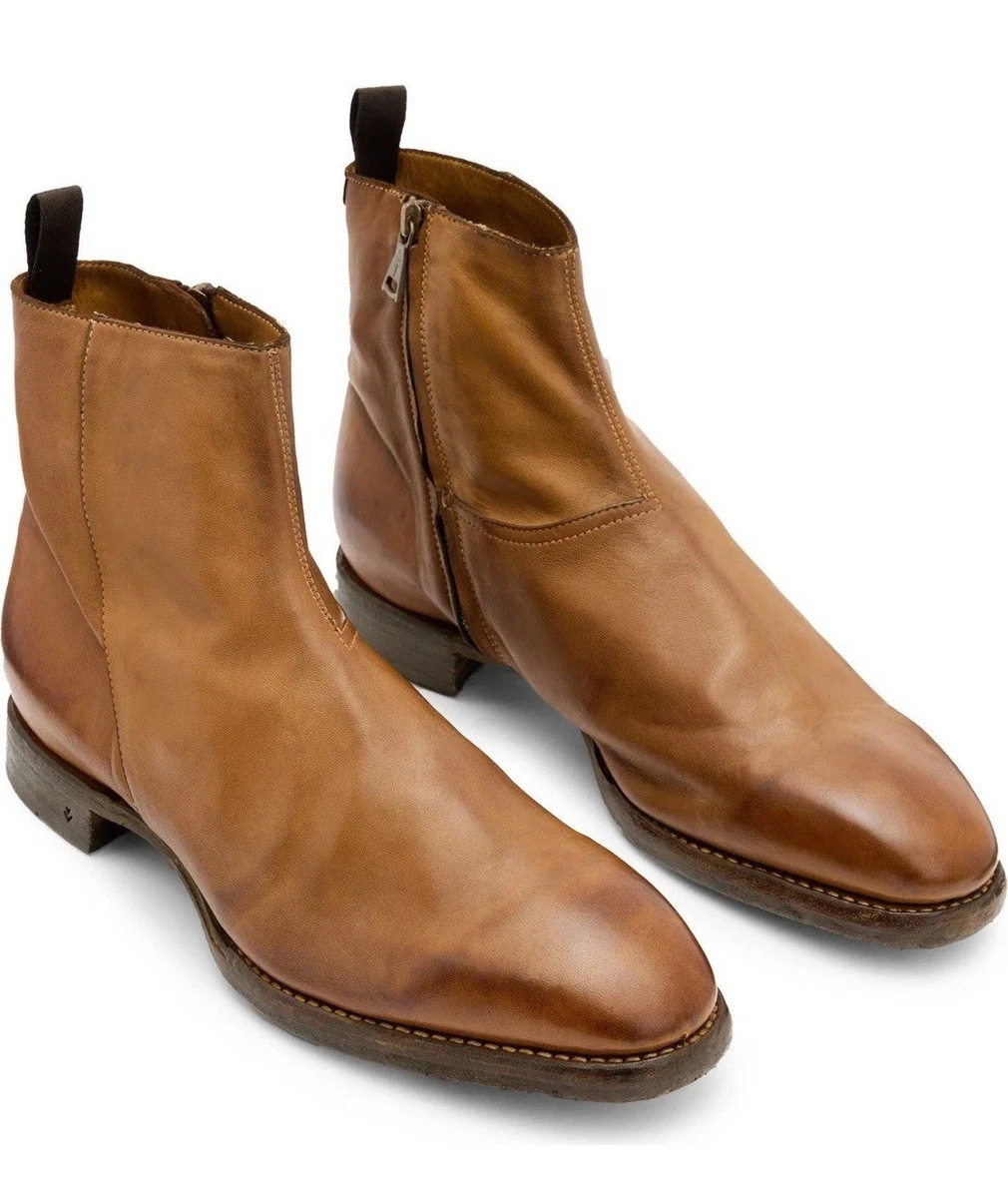 John Varvatos Crosby Zip Boot Suede in Caramel CROSBY ZIP BOOT | John Varvatos main image 3
