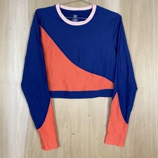 Title Nine Swim Shirt Womens XL Blue Orange Colorblock Rash Guard Top Surf