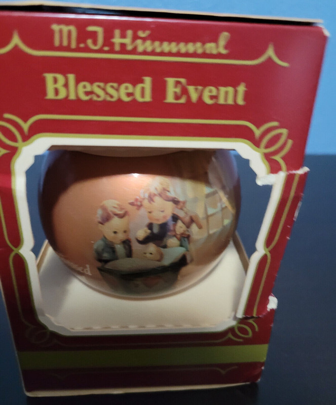 MJ Hummel Blessed Event Christmas Ornament Goebel Glass Ball Vintage 1983 USA