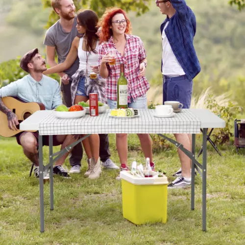 2X 4FT Folding Camping Table w/Handle Safety Lock Outdoor & Indoor Picnic Table - Picture 2 of 21