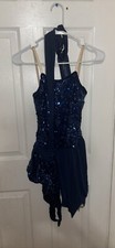 WEISSMAN Dance Contemporay Outfit: Sequined Blue Dress W/ Choker  Shorts