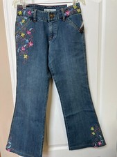 Tommy Hilfiger Women's Embroidered Flare Light Blue Denim Jeans Size 2 New w Tag
