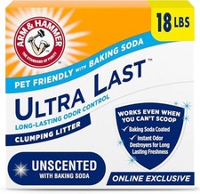 Arm & Hammer Arm Hammer Ultra Last Unscented Clumping Cat Litter, MultiCat 18lb 1.50 per pound