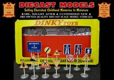 FRENCH  DINKY #593  12 PIECE AUTOROUTE ROAD SIGN SET; OLD BOXED ATLAS RETRO ITEM