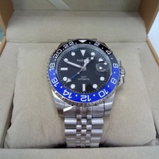 Orologio 40mm Parnis Zaffiro GMT Automatico Uomo Lusso Marchio Luminoso Lunetta Girevole