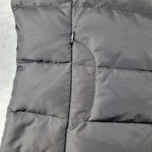 Talbots Puffer Vest Nylon/Polyester Removable Hood Faux Fur Black Women's Large - Picture 3 of 15