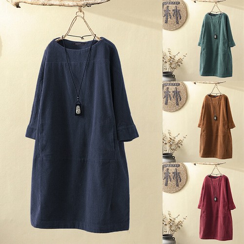 ZANZEA Women Vintage Corduroy Casual 