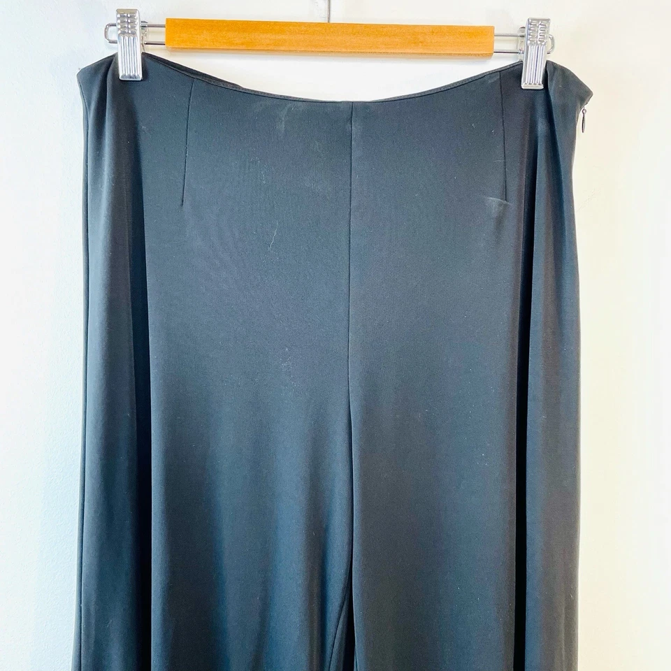Pantalones Sahza Talla 12 14 Negro Crepé Jersey Estilo Clásico Pierna Ancha Diseñador de EE. UU. Foto 4 de 4