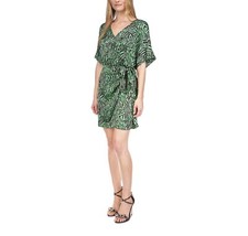 Michael Kors Womens XS Green Tie Unlined Dress Front Closure Dolman Sleeve $140