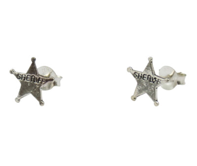 1 Paar Ohrringe, Ohrstecker aus 925er Sterling Silber Sheriffstern Western