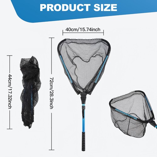 Foldable Pole Fishing Net Landing Mesh Fish Catch Folding Handle Lightweight New - Picture 4 of 14