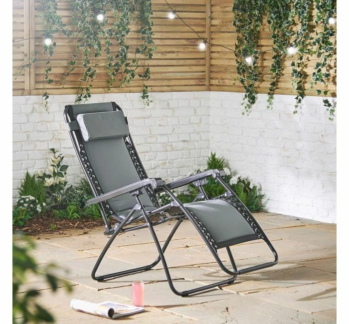 Padded Zero Gravity Chair Sun Lounger Outdoor Folding Reclining Patio Garden