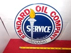 VINTAGE 11 3/4 in STANDARD OIL INDIANA ADV. SIGN HEAVY METAL PORCELAIN # S 211