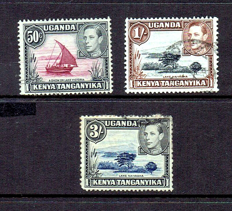 KUT 1938  Set of 3 SG#144, 146, 147 Up to 3 Shillings Used