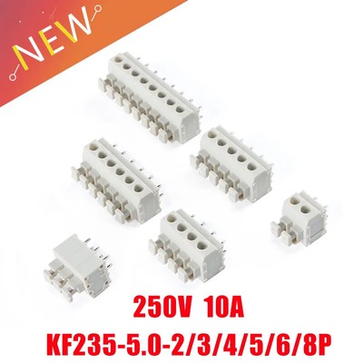 2pcs KF235 PCB Spring Terminal Block Connector 5.0mm Pitch 2-8P