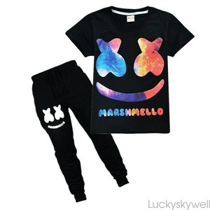 Fashion Kids Boys Girls Dj Marshmello Shirt Toppants - 