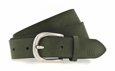 H.I.S 30mm Leather Belt W85 Gürtel Accessoire Green Grün