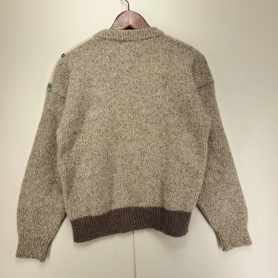 Vintage Le TIGRE Plaid Front Sweater Women's M Beige Wool Blend Preppy Retro 80s - Image 4 of 4