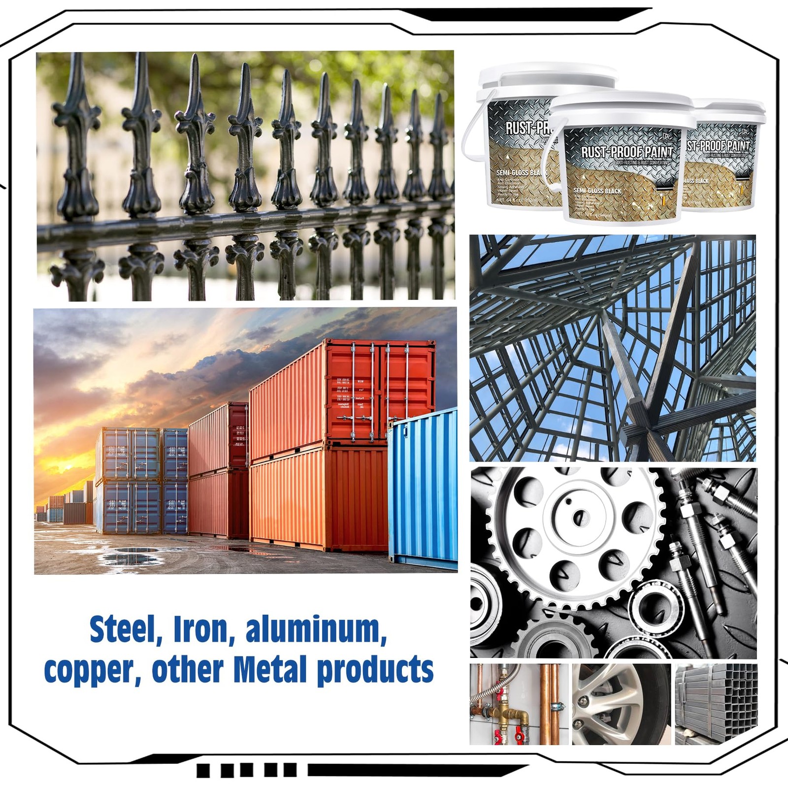 Rust Converter Paint - 16oz Water-Based Rust Reformer & Metal Primer, Semi-Gl...