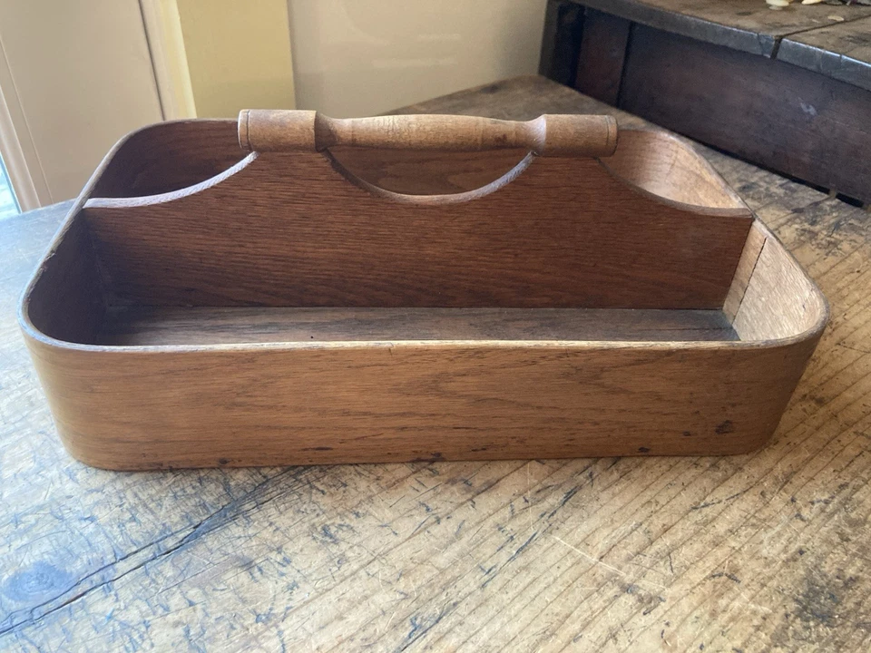 Nice! Antique primitive wooden Bentwood cutlery tray - Image 2 of 4