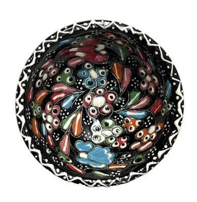 Vintage Hand Made Turkish Iznik Ceramic Floral Mini Decorative Bowl Dish, Marked