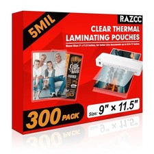Laminating Sheets, 300 Pack Clear Thermal Laminating Plastic Paper Laminator