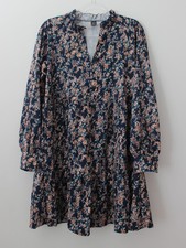 SHEIN Womens Floral Dress Long Sleeves Navy Size M Pre-Owned