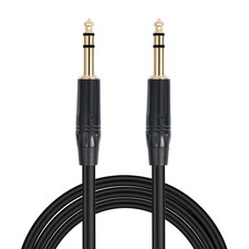 Premium Stereo 6.35mm 1/4" TRS Male to Male Stereo Audio Cable Cord Gold 24AWG