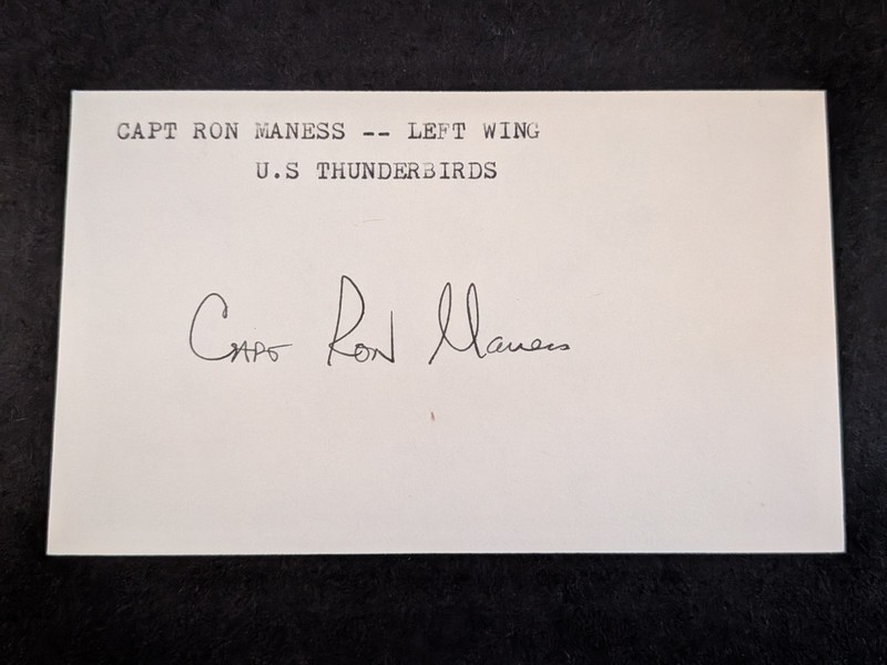 Ron Maness Signed Index Card - Air Force Thunderbirds Pilot