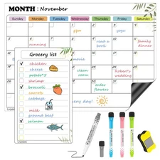 Magnetic Dry Erase Calendar for Refrigerator Greenery Monthly Whiteboard Planner