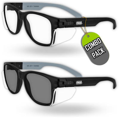 Y50 Safety Glasses for Construction | Black Frame   2 Pair Combo - 1 Clear Lens,