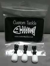 3 WHITE DINKY CUSTOM TACKLE PTFE BOBBINS WITH MATRIX AERO LINE CLIPS*4g*VGC/MINT