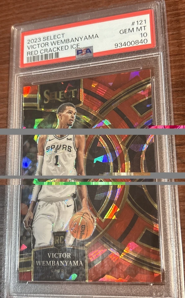 2023-24 Panini Select Premier Victor Wembanyama #121 Red Cracked Ice PSA 10 (RC) - Image 3 of 4