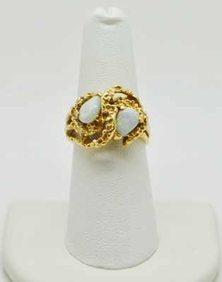 14 Karat Gelbgold Ring mit schöner Struktur funkelnde weiße Steine GR. 7,0 #GOLD - 3938