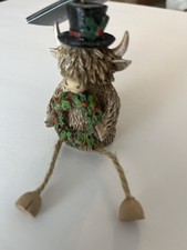Hobby Lobby Christmas Holiday Highland Cow Shelf Sitter Ornament Figurine NEW