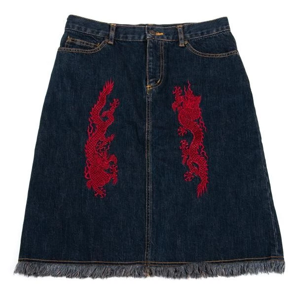 Falda vaquera bordada dragón VIVIENNETAM talla 1 (K-159736) Foto 2 de 4