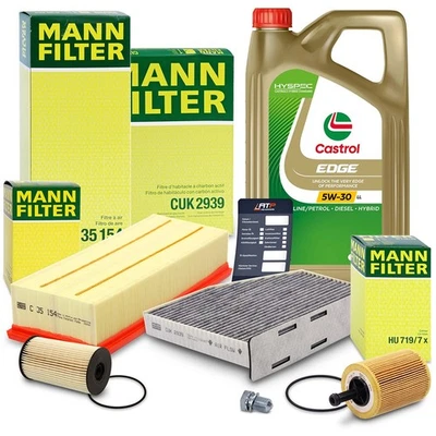 MANN INSPEKTIONSPAKET+5L CASTROL FÜR AUDI A3 SKODA VW GOLF 6 PASSAT 1.9 2.0 TDI - Bild 1 von 4
