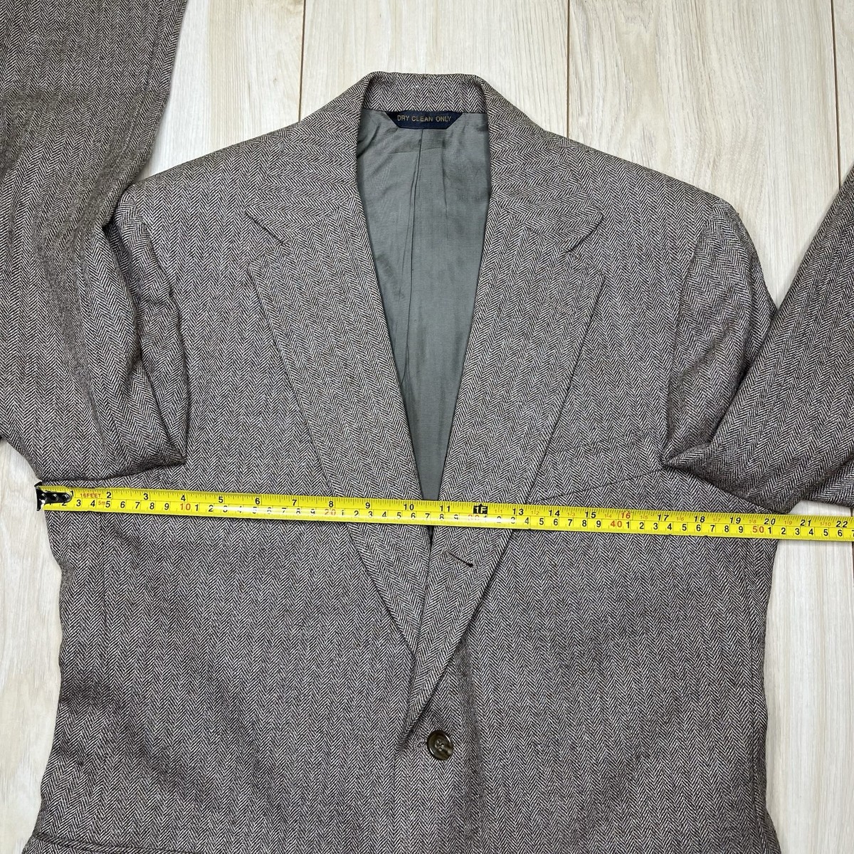 J. Press VTG 3-Pc Suit Half-Lined Herringbone Tweed Wool Mens 40R