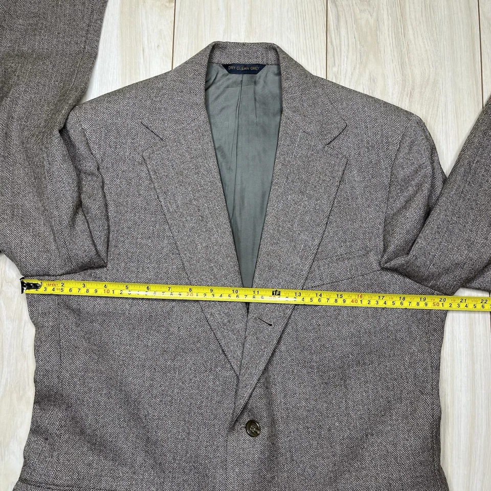 J. Traje Press De Colección 3 Piezas Medio Forrado Espiga Tweed Lana Para Hombres 40R 30Wx31L DEFECTUOSO Foto 4 de 4