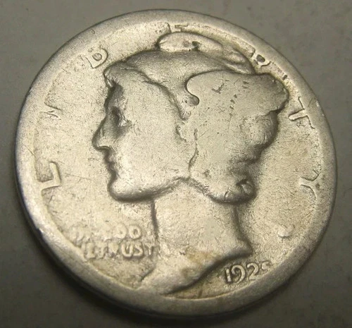 1925 S Mercury Dime AG Average circulated