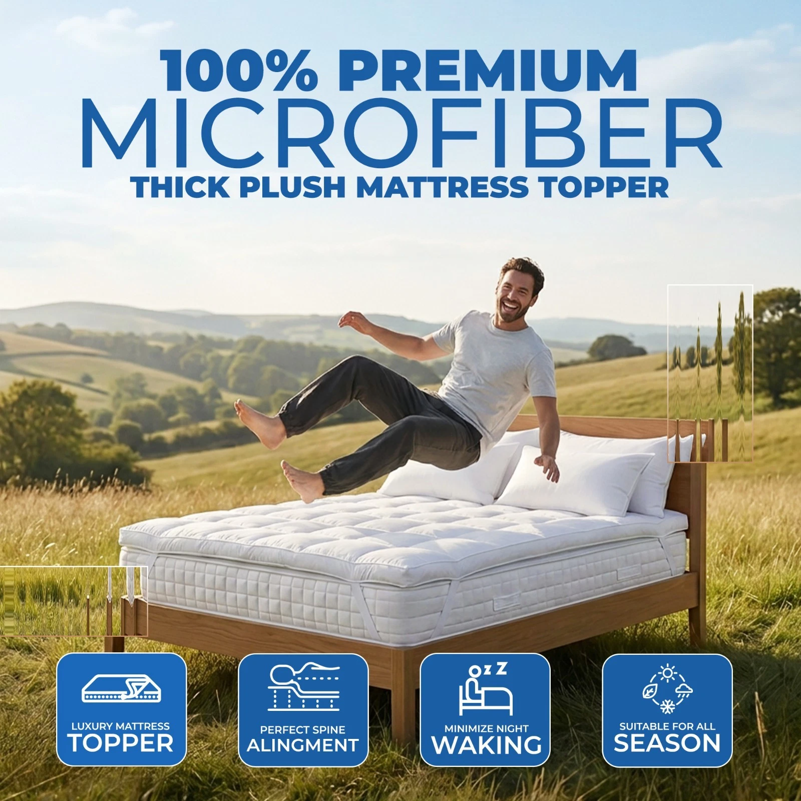 Hotel Quality Mattress Topper 10cm Deep Thick Single Double King Super All SIZES
Opens in a new wind